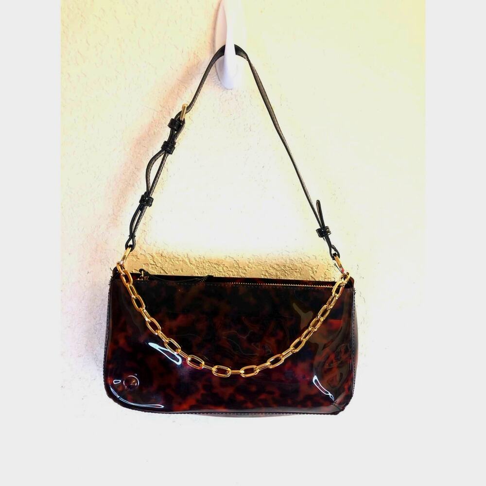 Zara Tortoiseshell Crossbody Bag with Gold Chain